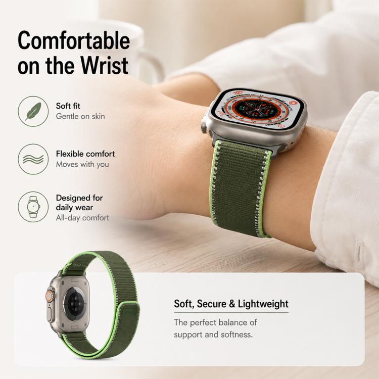 xDfind Adjustable Hook And Loop Fastener Reflective Nylon Loop Watch Band, For Apple Watch 42 / 44 / 45 / 46 / 49mm, For Apple Watch 38 / 40 / 41 / S11 42mm