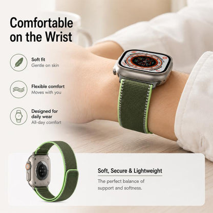 xDfind Adjustable Hook And Loop Fastener Reflective Nylon Loop Watch Band, For Apple Watch 42 / 44 / 45 / 46 / 49mm, For Apple Watch 38 / 40 / 41 / S11 42mm