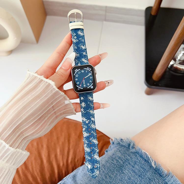 Denim Canvas Pin Buckle Watch Band, For Apple Watch 46mm / 49mm / 45mm / 44mm, For Apple Watch 42mm / 41mm / 40mm / 38mm