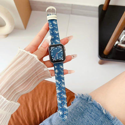 Denim Canvas Pin Buckle Watch Band, For Apple Watch 46mm / 49mm / 45mm / 44mm, For Apple Watch 42mm / 41mm / 40mm / 38mm