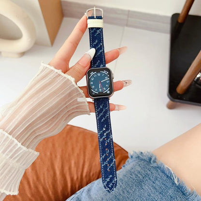 Denim Canvas Pin Buckle Watch Band, For Apple Watch 46mm / 49mm / 45mm / 44mm, For Apple Watch 42mm / 41mm / 40mm / 38mm