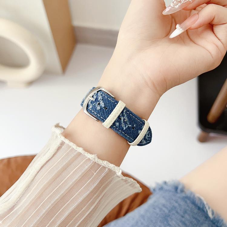 Denim Canvas Pin Buckle Watch Band, For Apple Watch 46mm / 49mm / 45mm / 44mm, For Apple Watch 42mm / 41mm / 40mm / 38mm