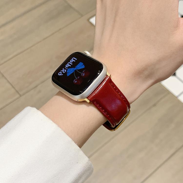 Oil Waxed Genuine Leather Pin Buckle Watch Band, For Apple Watch 46mm / 49mm / 45mm / 44mm, For Apple Watch 42mm / 41mm / 40mm / 38mm