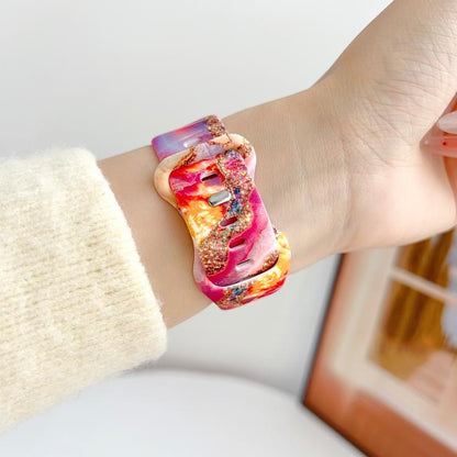 Painted Marble Print Reverse Buckle Silicone Watch Band, For Apple Watch 46mm / 49mm / 45mm / 44mm, For Apple Watch 42mm / 41mm / 40mm / 38mm