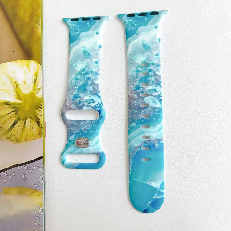 Painted Marble Print Reverse Buckle Silicone Watch Band, For Apple Watch 46mm / 49mm / 45mm / 44mm, For Apple Watch 42mm / 41mm / 40mm / 38mm