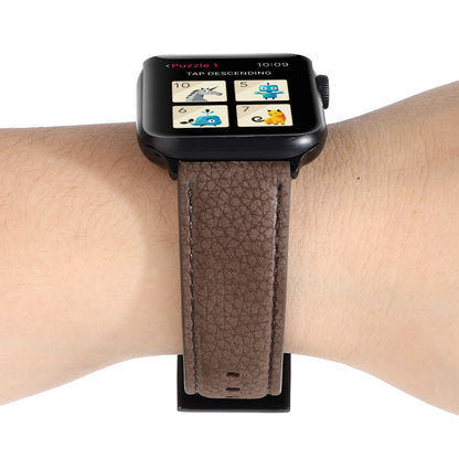 Litchi Texture Genuine Leather Watchband For Apple Watch Series 6 & SE & 5 & 4 40mm / 3 & 2 & 1 38mm, For Apple Watch Series 7 41mm / 6 & SE & 5 & 4 40mm / 3 & 2 & 1 38mm