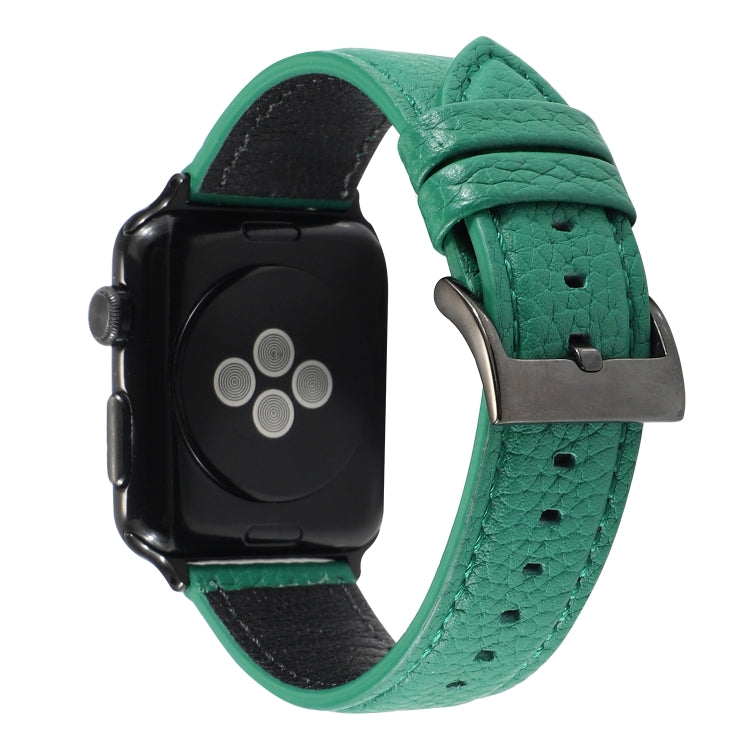 Litchi Texture Genuine Leather Watchband For Apple Watch Series 6 & SE & 5 & 4 40mm / 3 & 2 & 1 38mm, For Apple Watch Series 7 41mm / 6 & SE & 5 & 4 40mm / 3 & 2 & 1 38mm