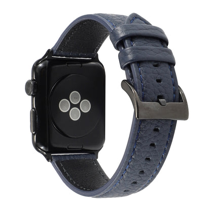 Litchi Texture Genuine Leather Watchband For Apple Watch Series 6 & SE & 5 & 4 40mm / 3 & 2 & 1 38mm, For Apple Watch Series 7 41mm / 6 & SE & 5 & 4 40mm / 3 & 2 & 1 38mm