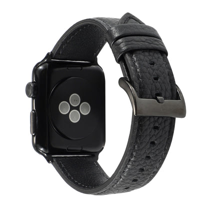 Litchi Texture Genuine Leather Watchband For Apple Watch Series 6 & SE & 5 & 4 40mm / 3 & 2 & 1 38mm, For Apple Watch Series 7 41mm / 6 & SE & 5 & 4 40mm / 3 & 2 & 1 38mm
