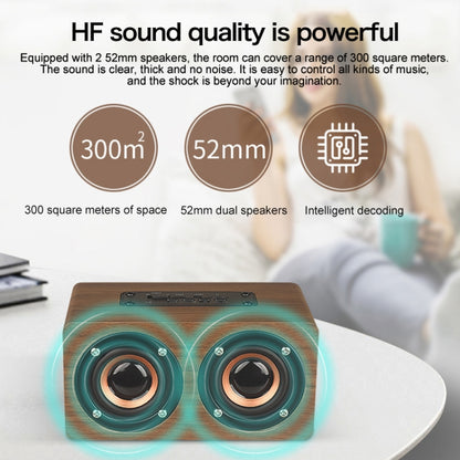 W5C Subwoofer Wooden Clock Bluetooth Speaker, Support TF Card & 3.5mm AUX, Brown Wood, Yellow Wood