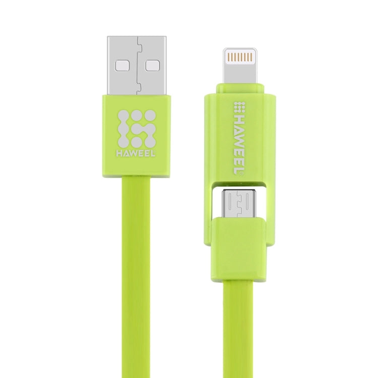 HAWEEL 1m 2 in 1 Micro USB & 8 Pin to USB Data Sync Charge Cable, 2 in 1, 2 in 1 Cable in two connectors