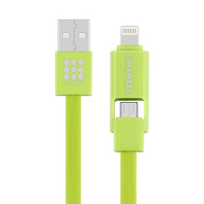 HAWEEL 1m 2 in 1 Micro USB & 8 Pin to USB Data Sync Charge Cable, 2 in 1, 2 in 1 Cable in two connectors