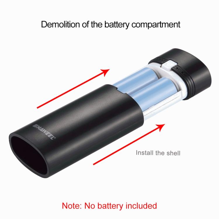 HAWEEL DIY 2x 18650 Battery (Not Included) 5600mAh Power Bank Shell Box with USB Output & Indicator, DIY 2 Batteries(Black), DIY 2 Batteries(White)