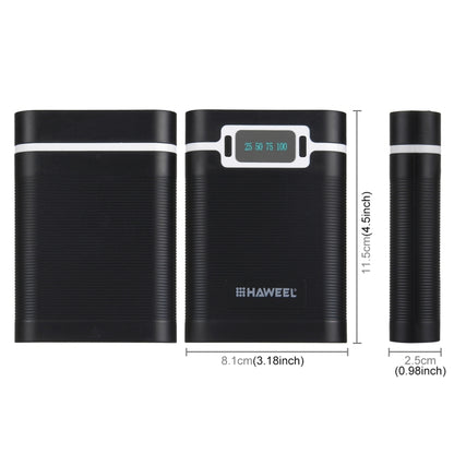 HAWEEL DIY 4 x 18650 Battery (Not Included) 10000mAh Power Bank Shell Box with 2 x USB Output & Display for iPhone, Galaxy, Sony, HTC, Google, Huawei, Xiaomi, Lenovo and other Smartphones, DIY 4x 18650 Batteries 10000mAh