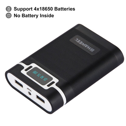 HAWEEL DIY 4 x 18650 Battery (Not Included) 10000mAh Power Bank Shell Box with 2 x USB Output & Display for iPhone, Galaxy, Sony, HTC, Google, Huawei, Xiaomi, Lenovo and other Smartphones, DIY 4x 18650 Batteries 10000mAh