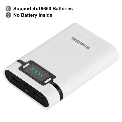 HAWEEL DIY 4 x 18650 Battery (Not Included) 10000mAh Power Bank Shell Box with 2 x USB Output & Display for iPhone, Galaxy, Sony, HTC, Google, Huawei, Xiaomi, Lenovo and other Smartphones, DIY 4x 18650 Batteries 10000mAh