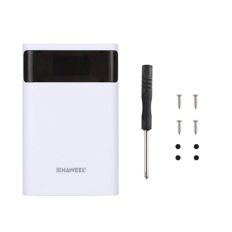HAWEEL DIY 4x 18650 Battery (Not Included) 12000mAh Dual-way QC Charger Power Bank Shell Box with 2x USB Output & Display,  Support QC 2.0 / QC 3.0 / FCP / SFCP /  AFC / MTK / BC 1.2 / PD, DIY 4x 18650 Batteries 12000mAh