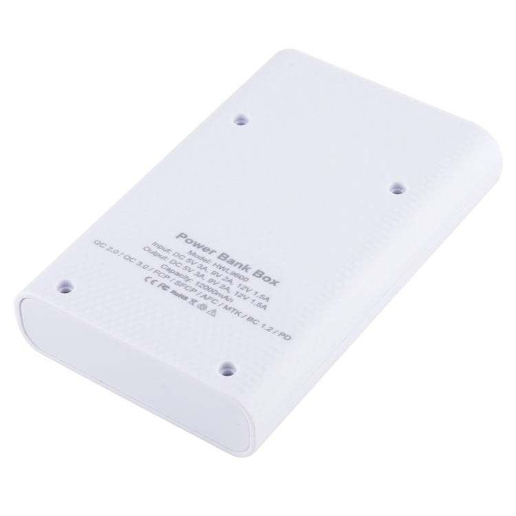 HAWEEL DIY 4x 18650 Battery (Not Included) 12000mAh Dual-way QC Charger Power Bank Shell Box with 2x USB Output & Display,  Support QC 2.0 / QC 3.0 / FCP / SFCP /  AFC / MTK / BC 1.2 / PD, DIY 4x 18650 Batteries 12000mAh