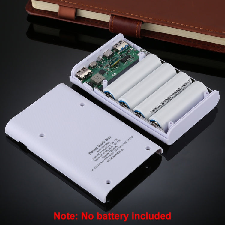 HAWEEL DIY 4x 18650 Battery (Not Included) 12000mAh Dual-way QC Charger Power Bank Shell Box with 2x USB Output & Display,  Support QC 2.0 / QC 3.0 / FCP / SFCP /  AFC / MTK / BC 1.2 / PD, DIY 4x 18650 Batteries 12000mAh