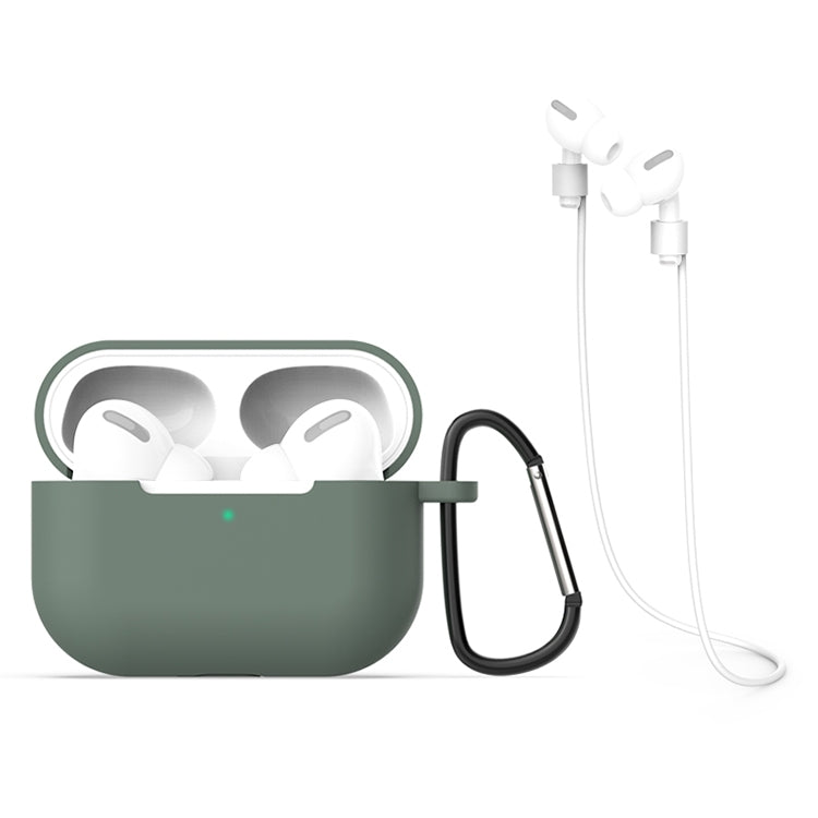 For AirPods Pro Silicone Earphone Protective Case + Hook + Anti-lost Rope 3 in 1 Set, For AirPods Pro