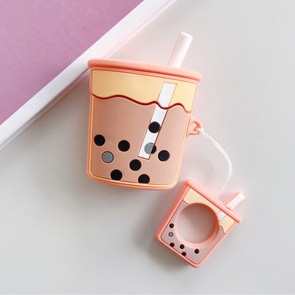 Wireless Earphones Shockproof Pearl Milk Tea Silicone Protective Case for Apple AirPods 1 / 2, Apricot, Orange, Green, Purple