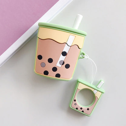Wireless Earphones Shockproof Pearl Milk Tea Silicone Protective Case for Apple AirPods 1 / 2, Apricot, Orange, Green, Purple