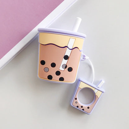 Wireless Earphones Shockproof Pearl Milk Tea Silicone Protective Case for Apple AirPods 1 / 2, Apricot, Orange, Green, Purple