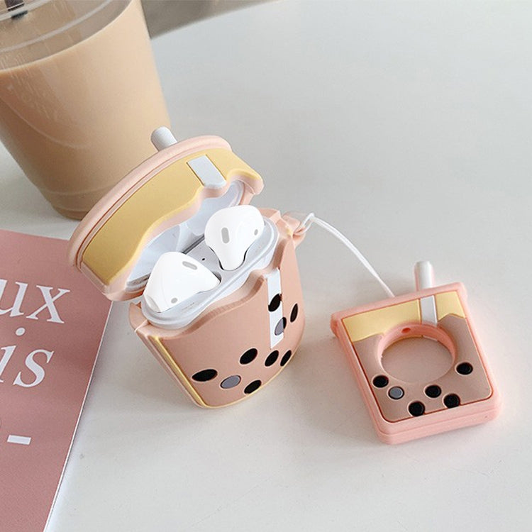 Wireless Earphones Shockproof Pearl Milk Tea Silicone Protective Case for Apple AirPods 1 / 2, Apricot, Orange, Green, Purple