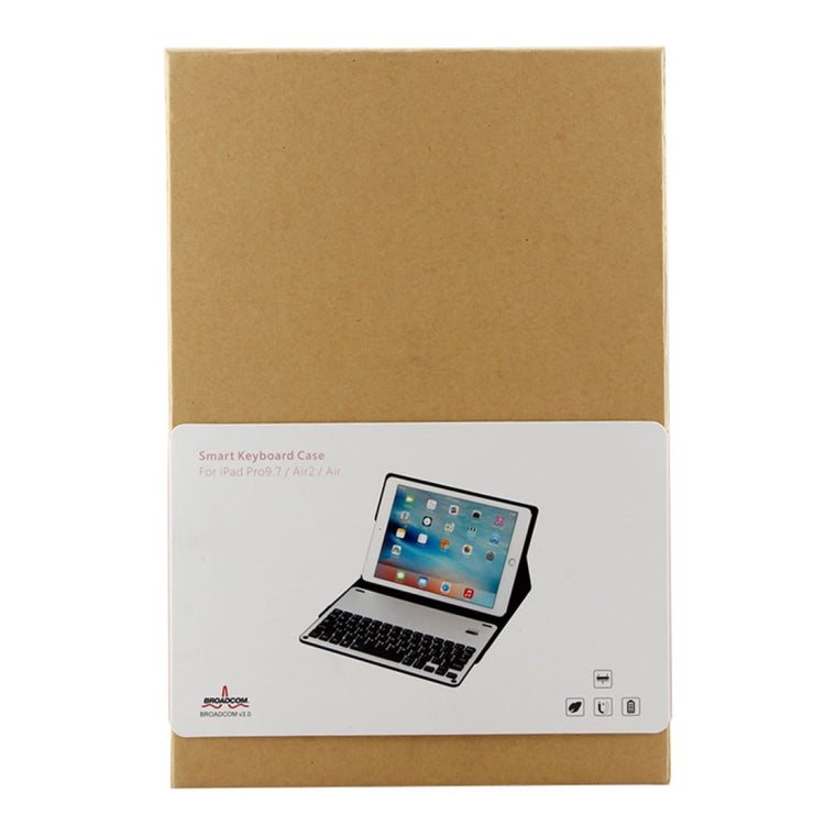 FT-1038B Detachable Bluetooth 3.0 Aluminum Alloy Keyboard + Lambskin Texture Leather Tablet Case for iPad Air / Air 2 / iPad Pro 9.7 inch, with Water Repellent / Three-gear Angle Adjustment / Magnetic / Sleep Function, FT-1038B