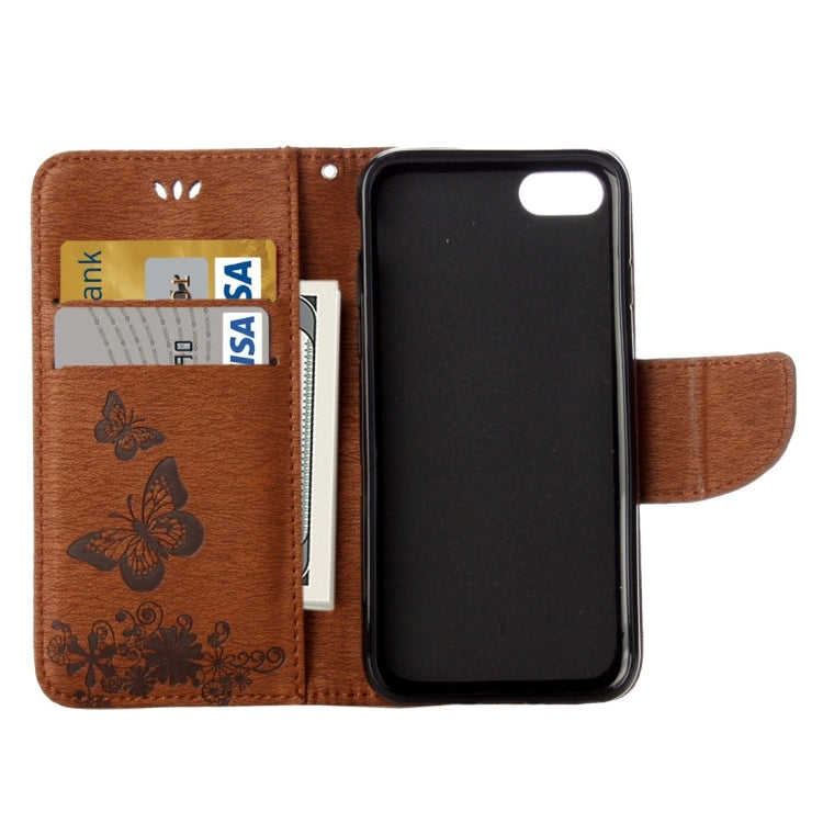 For  iPhone 8 & 7   Pressed Flowers Butterfly Pattern Horizontal Flip Leather Case with Holder & Card Slots & Wallet