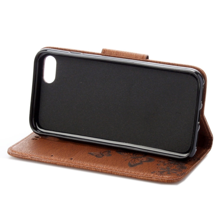 For  iPhone 8 & 7   Pressed Flowers Butterfly Pattern Horizontal Flip Leather Case with Holder & Card Slots & Wallet