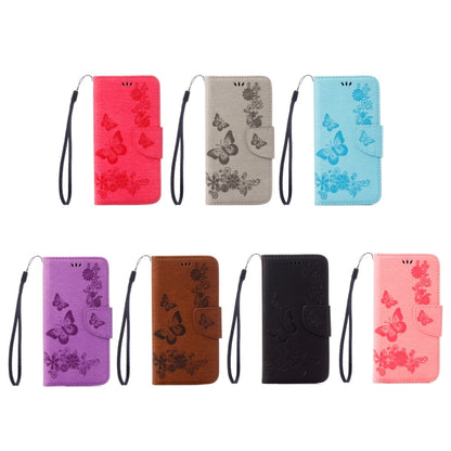 For  iPhone 8 & 7   Pressed Flowers Butterfly Pattern Horizontal Flip Leather Case with Holder & Card Slots & Wallet