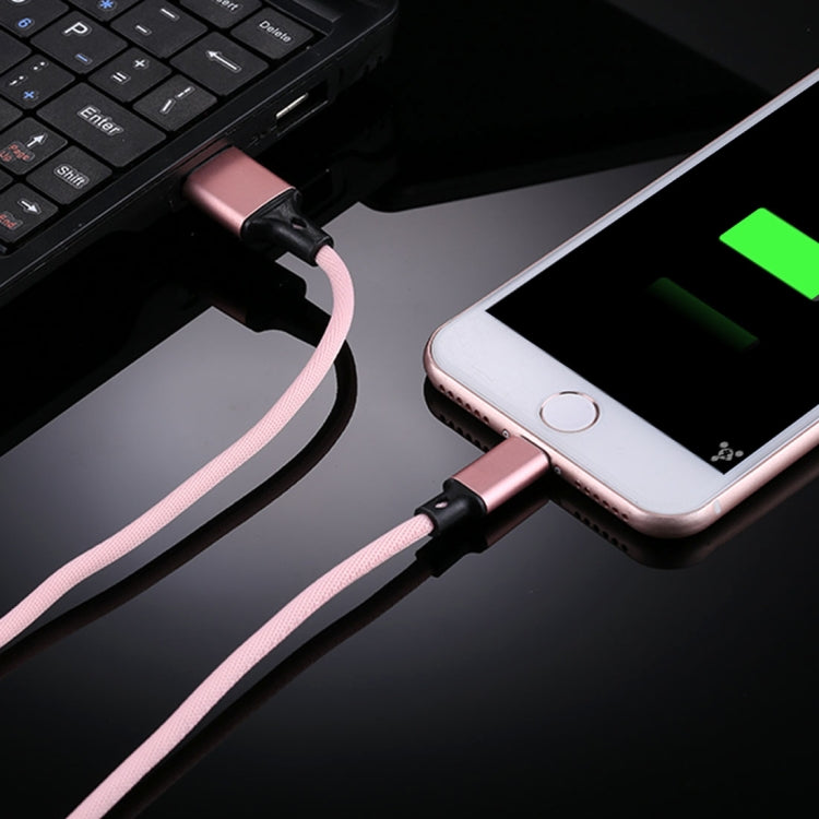 1m 2A USB to 8 Pin Nylon Weave Style Data Sync Charging Cable, 8 Pin Black, 8 Pin Pink, 8 Pin Grey, 8 Pin Blue, 8 Pin Red, 8 Pin White