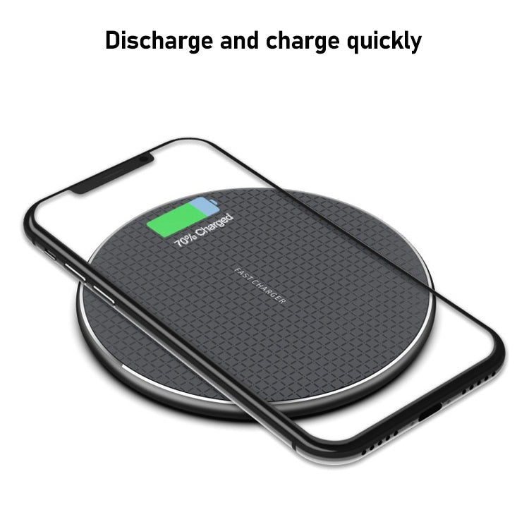 K8 15W Aluminum Alloy Round Desktop Wireless Charger with 1m Type-C Fast Charging Cable, UFO Design Grey, K8, UFO Design Silver