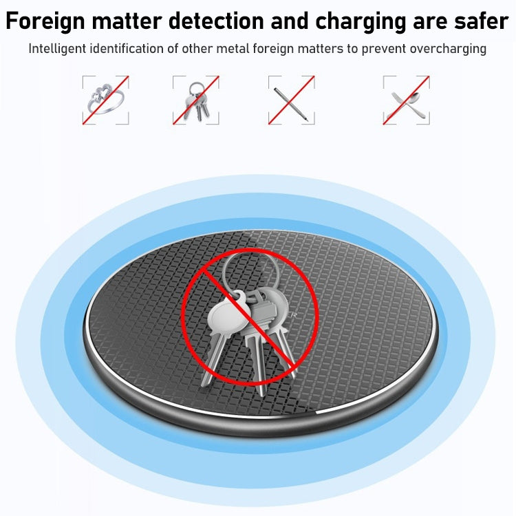 K8 15W Aluminum Alloy Round Desktop Wireless Charger with 1m Type-C Fast Charging Cable, UFO Design Grey, K8, UFO Design Silver