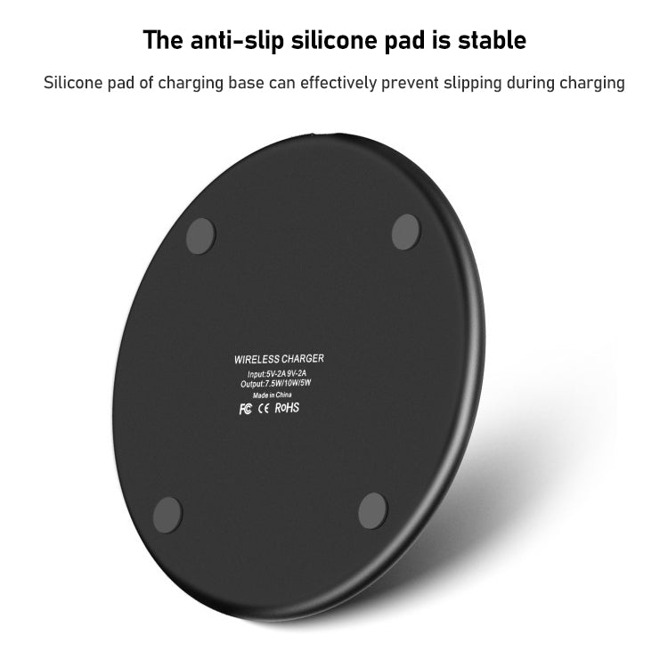 K8 15W Aluminum Alloy Round Desktop Wireless Charger with 1m Type-C Fast Charging Cable, UFO Design Grey, K8, UFO Design Silver