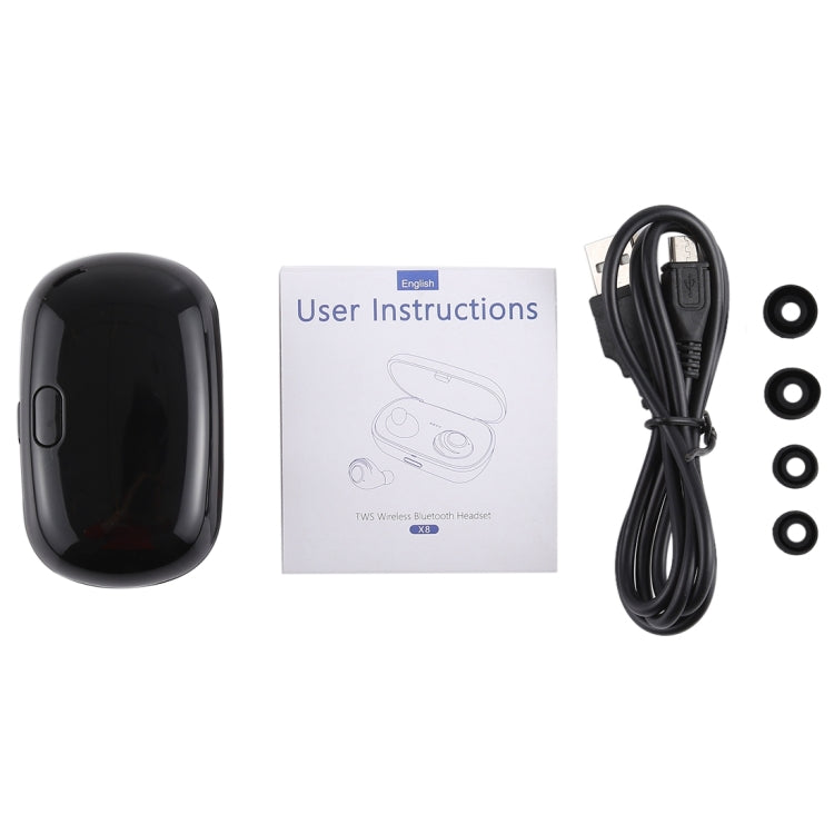 X8 TWS Outdoor Sports Portable In-ear Bluetooth V5.0 Earphone with Charging Box