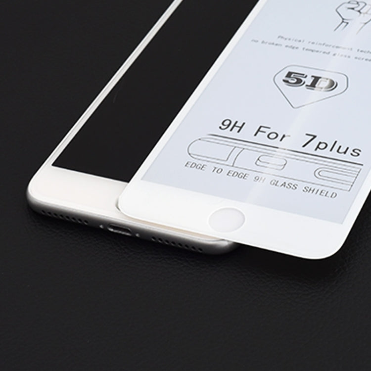 25 PCS 9H 5D White Full Glue Full Screen Tempered Glass Film for iPhone 8 / 7, For iPhone SE 2020 / 8 / 7 (White) (25 PCS)