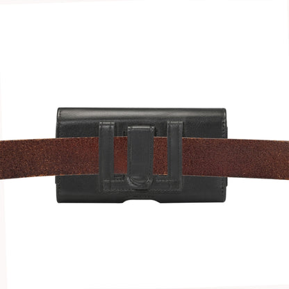 Lambskin Elastic Band Men 4.8 Inch Mobile Phone Universal Hanging Waist Leather Case with Card Slot