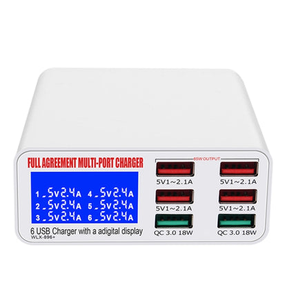 WLX-896+ 6 In 1 Multi-function Smart Digital Display USB Charger, WLX-896+(UK Plug), WLX-896+(US Plug), WLX-896+(AU Plug), WLX-896+(EU Plug)