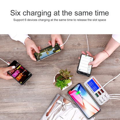 WLX-896+ 6 In 1 Multi-function Smart Digital Display USB Charger, WLX-896+(UK Plug), WLX-896+(US Plug), WLX-896+(AU Plug), WLX-896+(EU Plug)