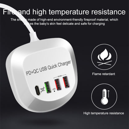WLX-T3P 4 In 1 PD + QC Multi-function Smart Fast Charging USB Charger, WLX-T3P UK Plug, WLX-T3P US Plug, WLX-T3P AU Plug, WLX-T3P EU Plug
