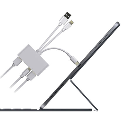 5 in 1 8 Pin + Type-C / USB-C + USB + TF Card + SD Card Multi-function Camera Reader Adapter, 5 in 1