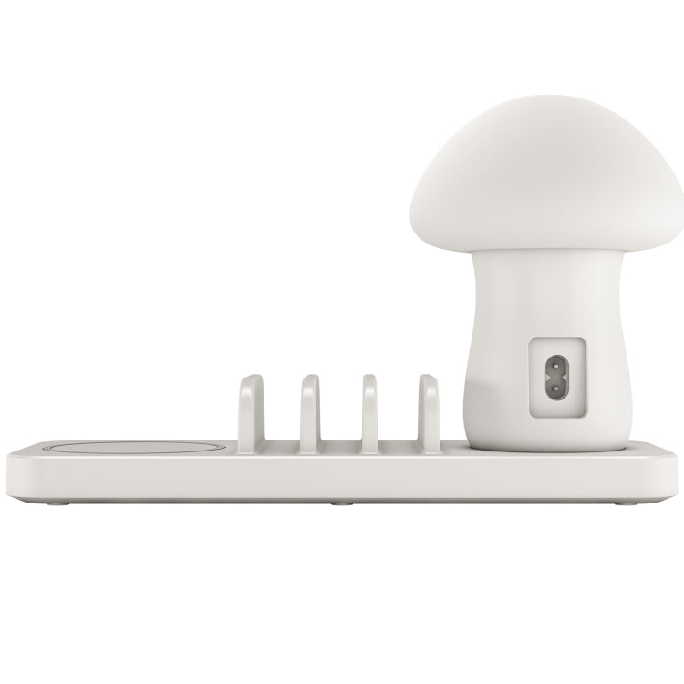 HQ-UD12 Universal 4 in 1 40W QC3.0 3 USB Ports + Wireless Charger Mobile Phone Charging Station with Mushroom Shape LED Light, Length: 1.2m, EU Plug