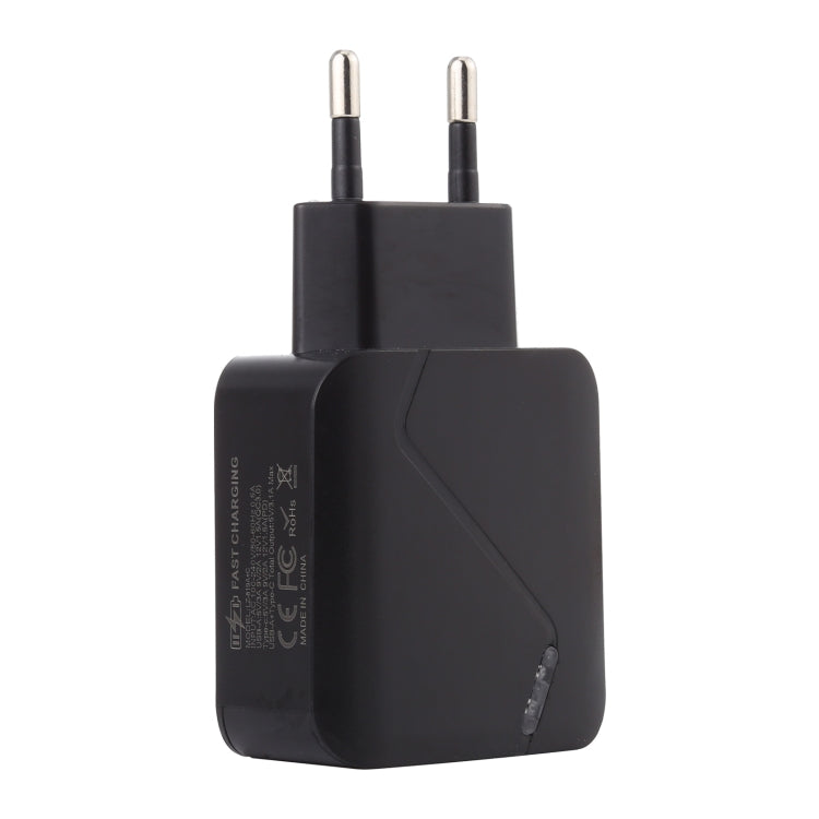LZ-819A+C QC3.0 USB + PD 18W USB-C / Type-C Interfaces Travel Charger with Indicator Light, EU Plug, EU Plug