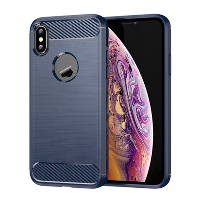 For iPhone X / XS Carbon Fiber TPU Brushed Texture Shockproof Protective Back Cover Case, For iPhone X / XS, For X