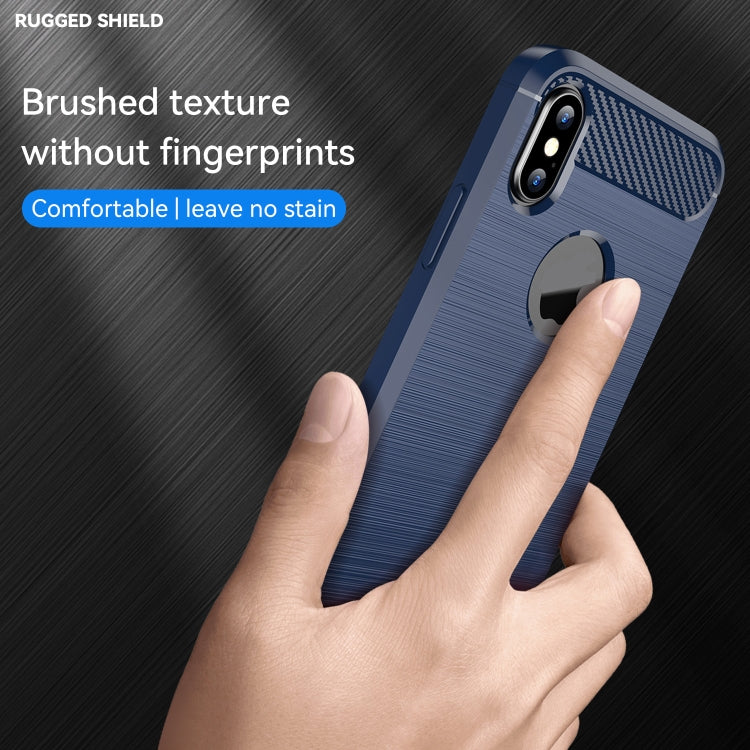 For iPhone X / XS Carbon Fiber TPU Brushed Texture Shockproof Protective Back Cover Case, For iPhone X / XS, For X