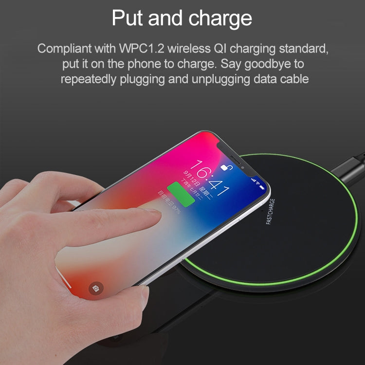KD-1 Ultra-thin 10W Normal Charging Wireless Charger, Normal Charging, Black, Normal Charging, White