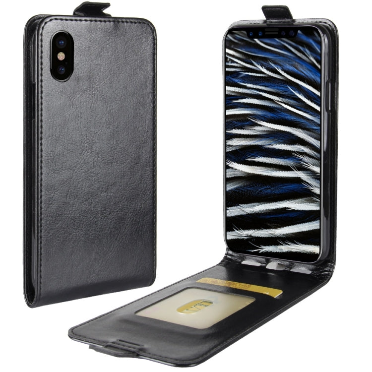 For iPhone X / XS Crazy Horse Texture Vertical Flip Leather Case with Card Slot & Photo Frame, For iPhone X / XS, For iPhone X