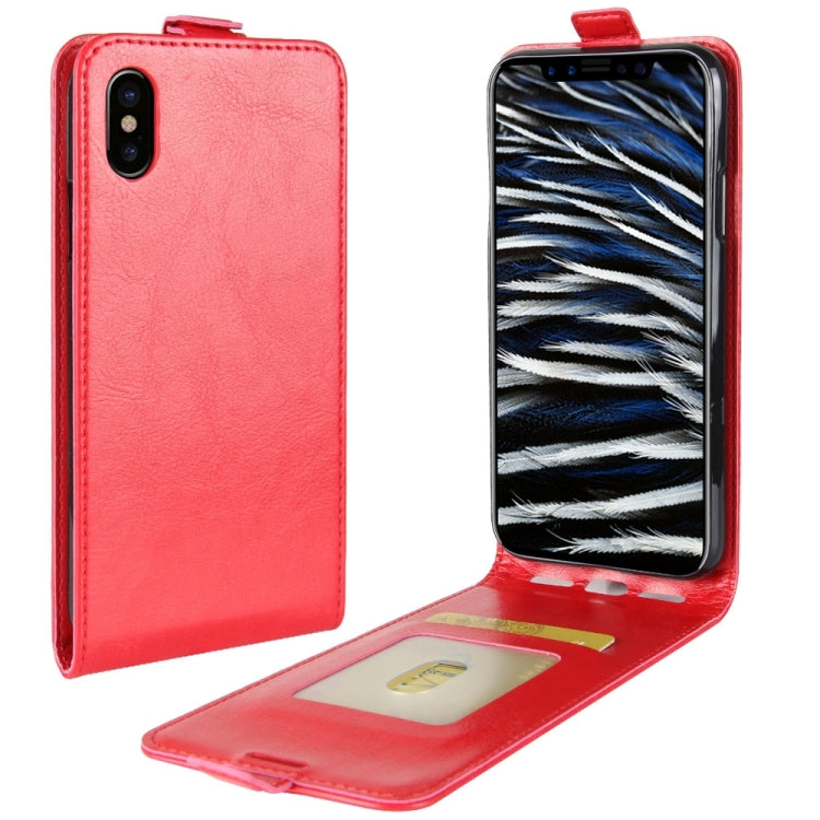 For iPhone X / XS Crazy Horse Texture Vertical Flip Leather Case with Card Slot & Photo Frame, For iPhone X / XS, For iPhone X